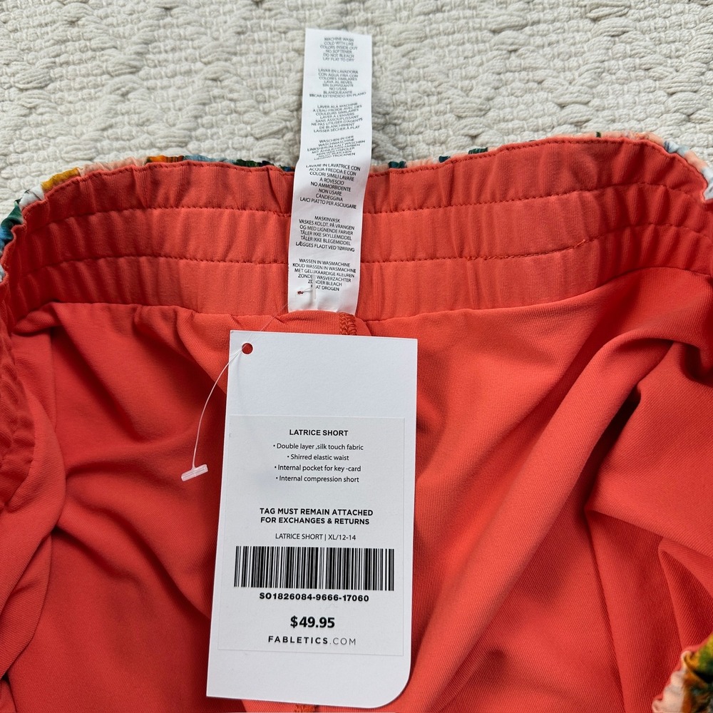 Fabletics Latrice Shorts XL Tropical Palm Print Double Layer Compression Lining - Picture 4 of 10
